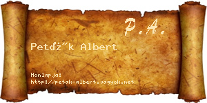 Peták Albert névjegykártya